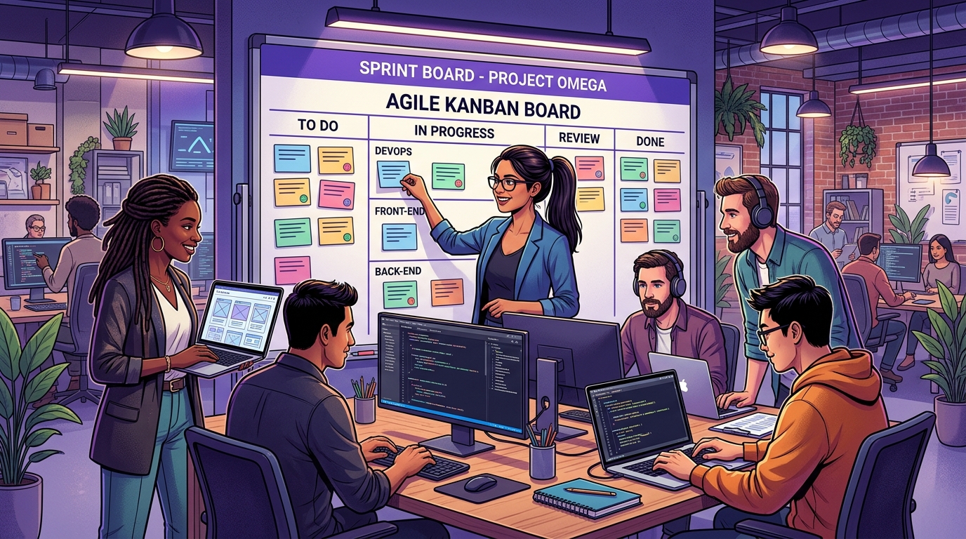 Dedicated offshore software development team and engineers working with agile scrum at Zodinet